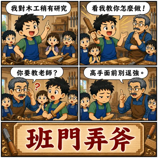 班門弄斧成語漫畫縮圖