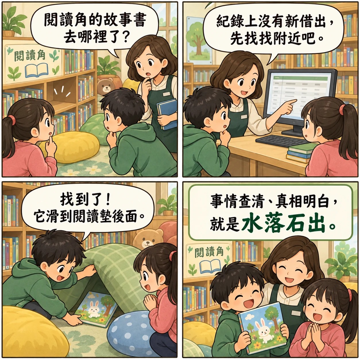水落石出的 AI 生成成語漫畫