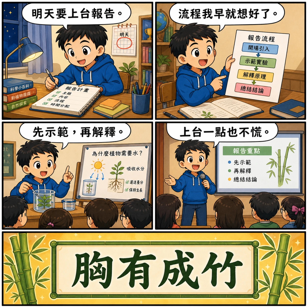 胸有成竹的 AI 生成成語漫畫