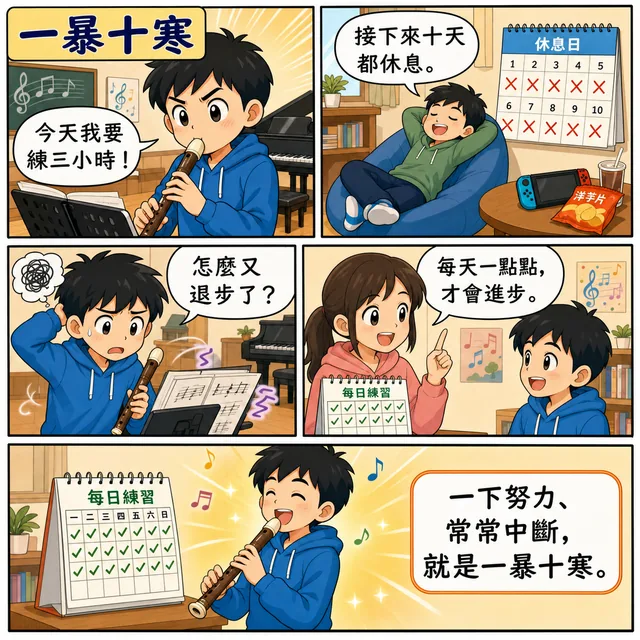 一暴十寒成語漫畫縮圖