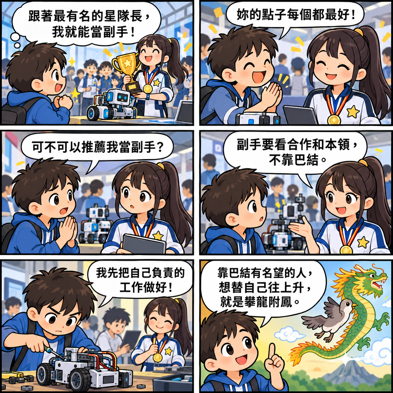 攀龍附鳳的 AI 生成成語漫畫