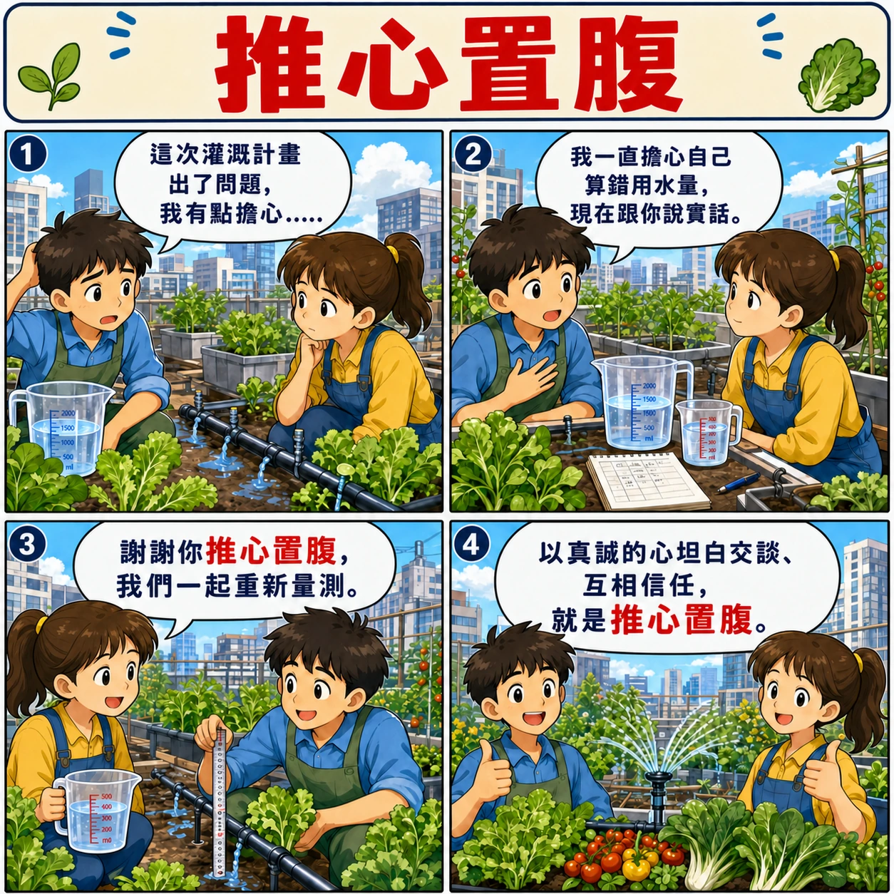 推心置腹的 AI 生成成語漫畫