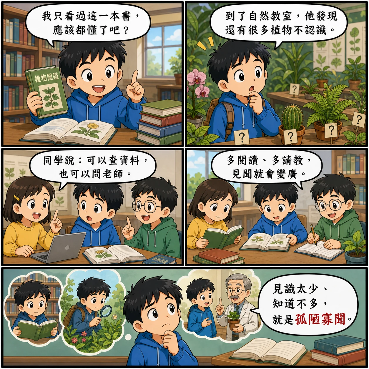 孤陋寡聞的 AI 生成成語漫畫