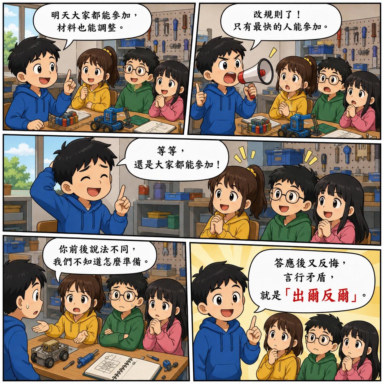 出爾反爾的 AI 生成成語漫畫