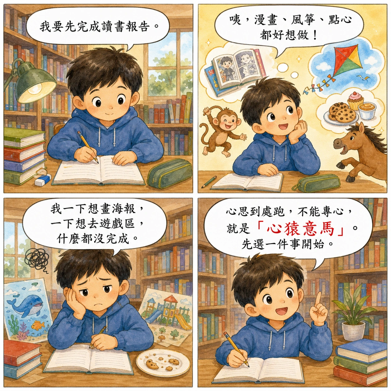 心猿意馬的 AI 生成成語漫畫