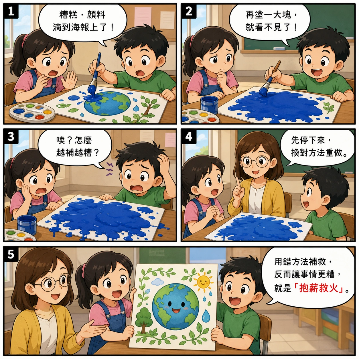 抱薪救火的 AI 生成成語漫畫