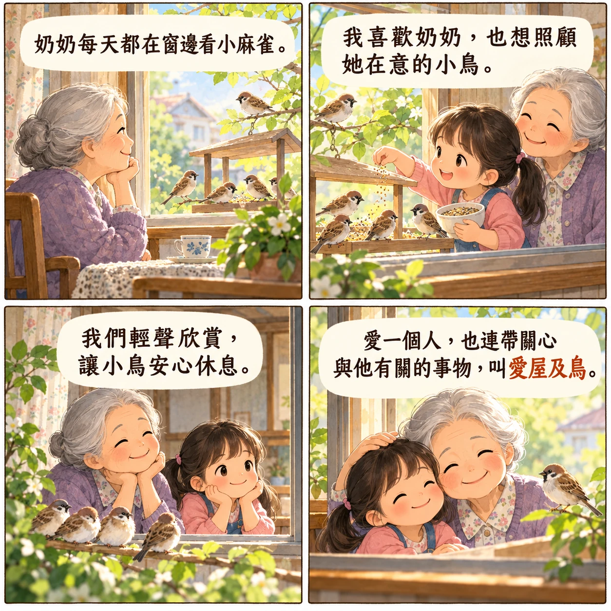 愛屋及烏的 AI 生成成語漫畫