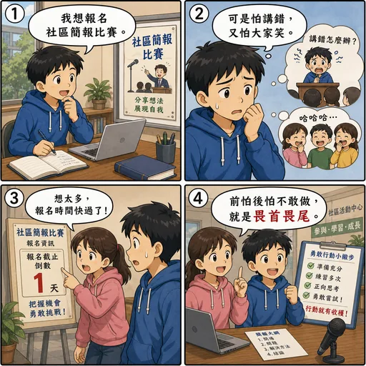 畏首畏尾成語漫畫縮圖