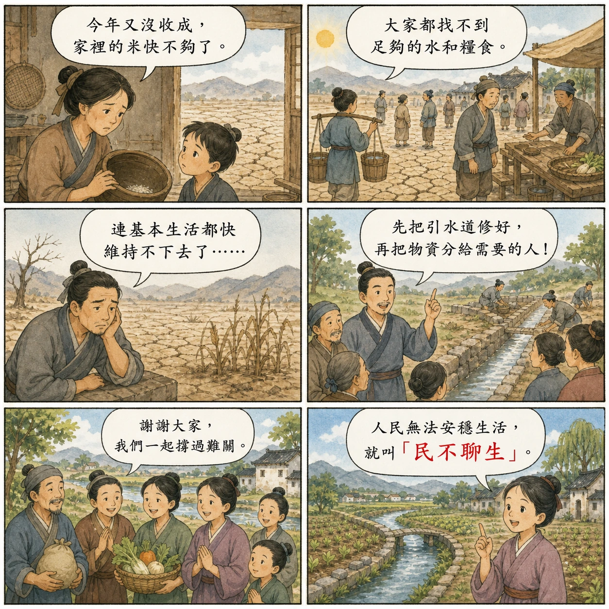 民不聊生的 AI 生成成語漫畫