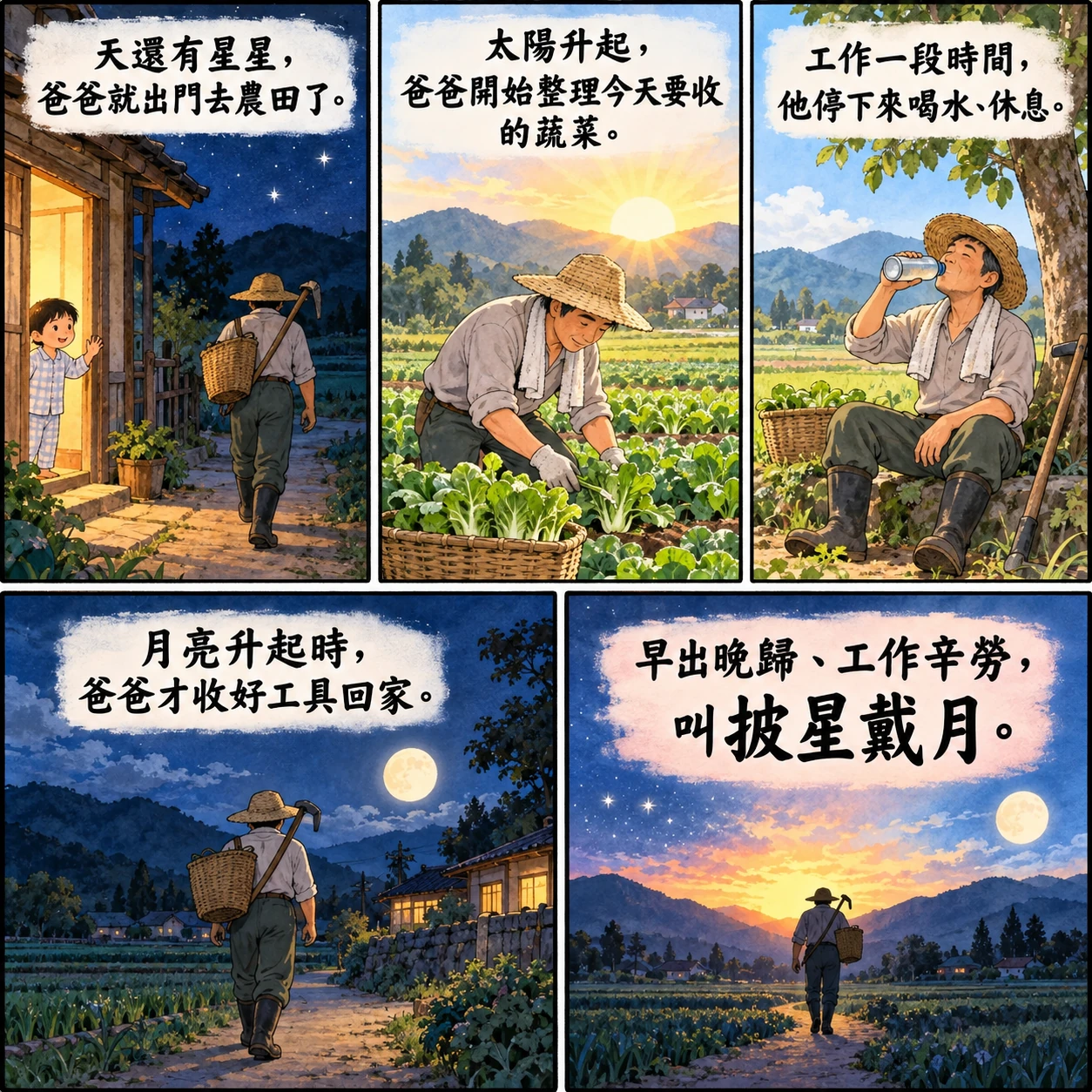 披星戴月的 AI 生成成語漫畫