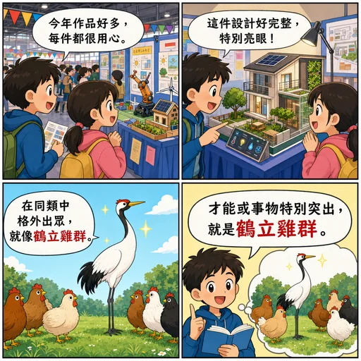 鶴立雞群成語漫畫縮圖