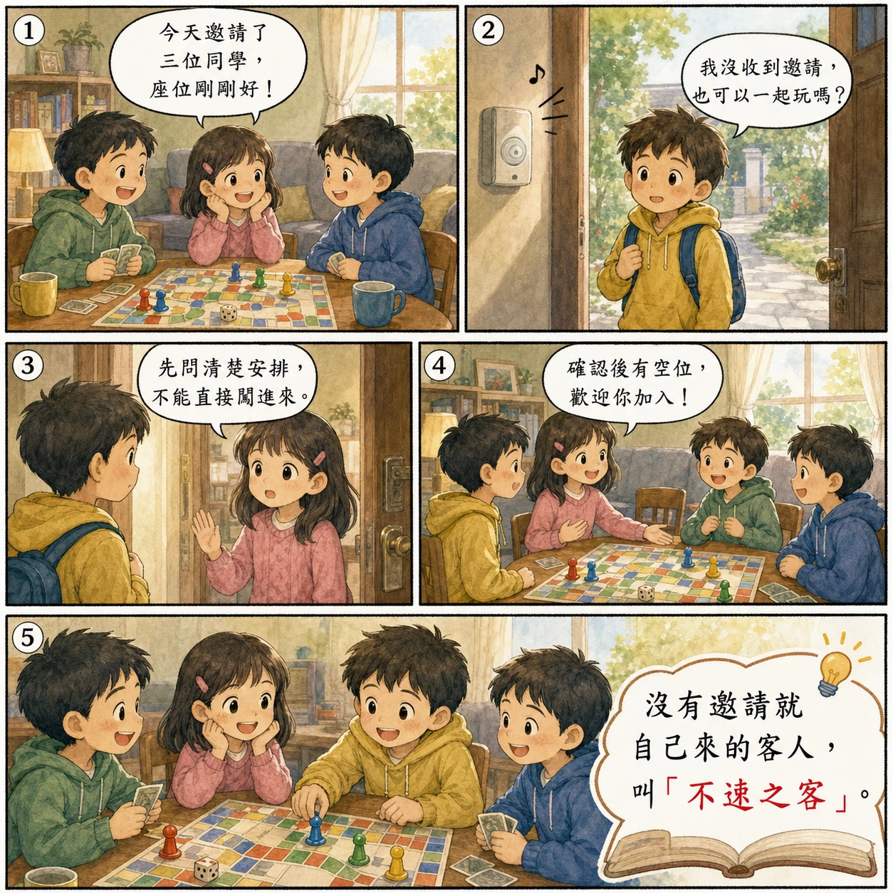 不速之客的 AI 生成成語漫畫