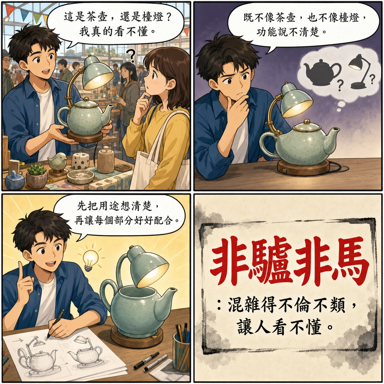 非驢非馬的 AI 生成成語漫畫
