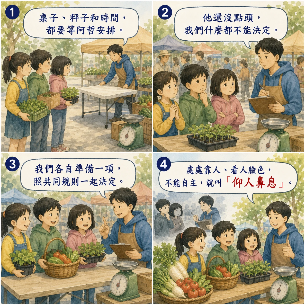 仰人鼻息的 AI 生成成語漫畫