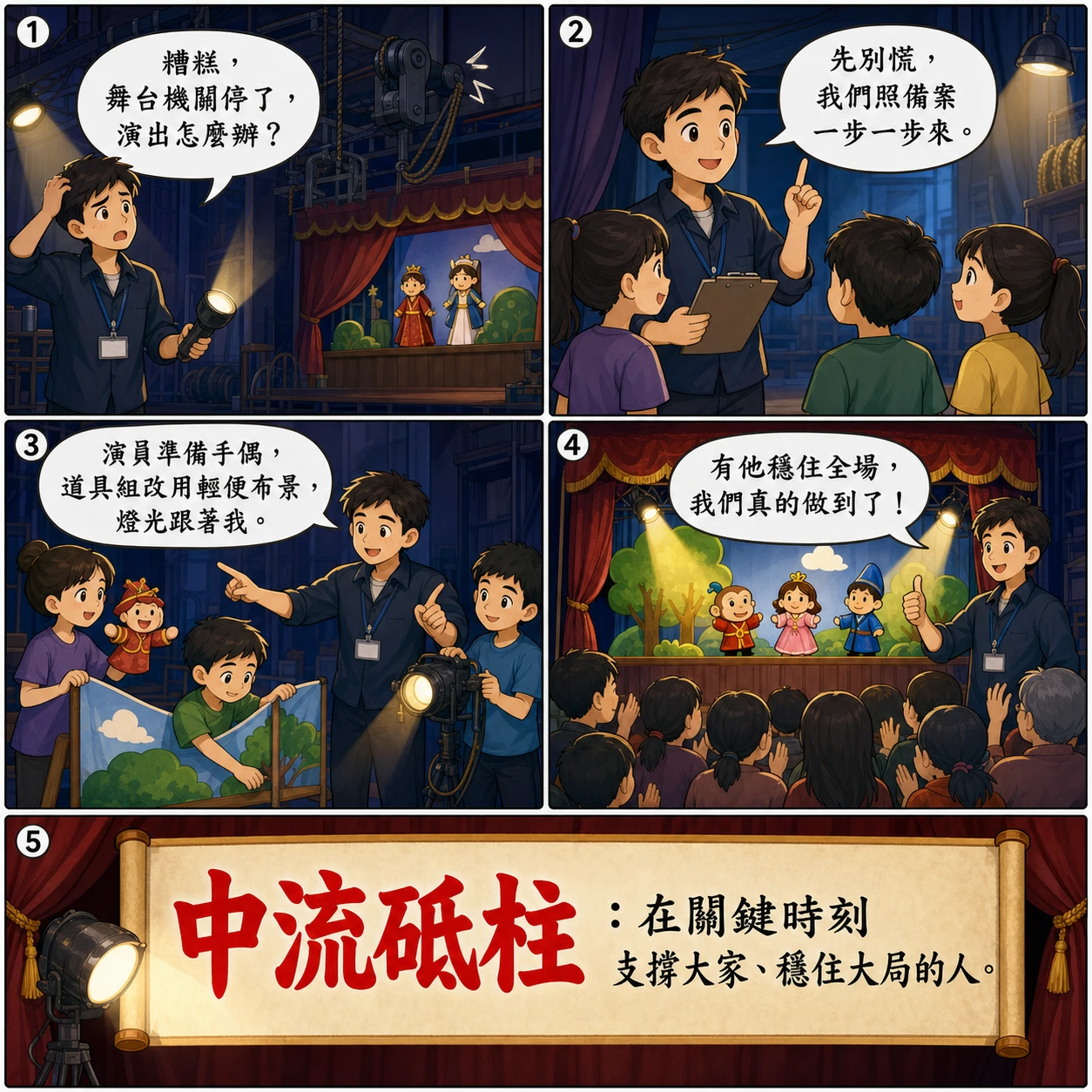 中流砥柱的 AI 生成成語漫畫