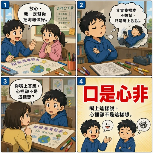 口是心非成語漫畫縮圖