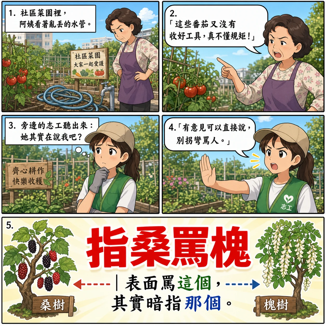 指桑罵槐的 AI 生成成語漫畫