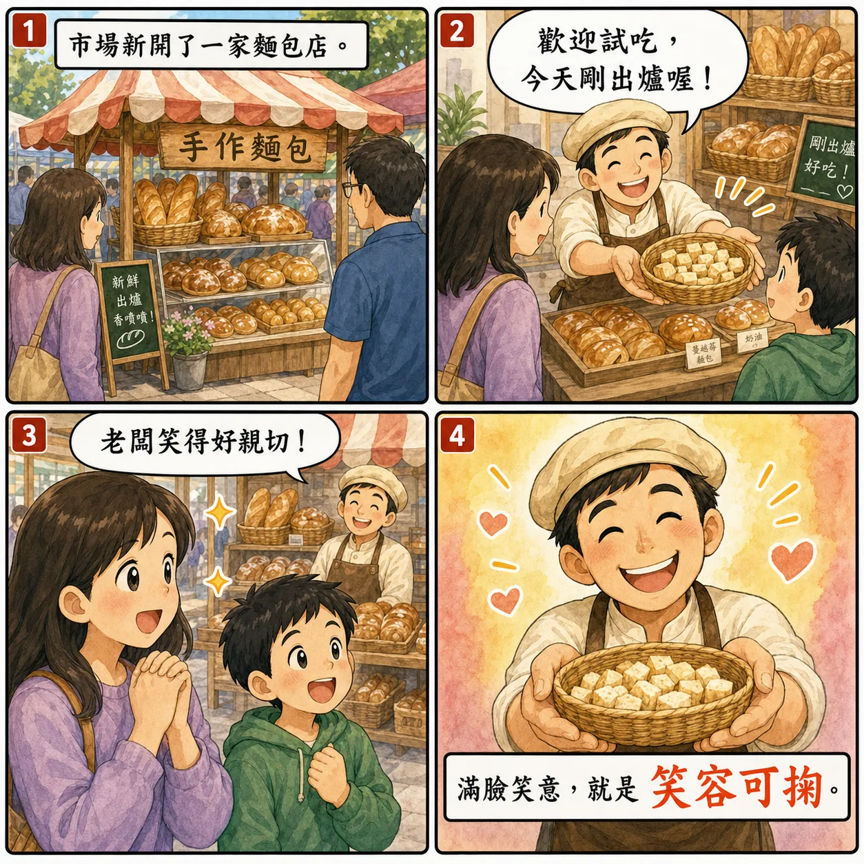 笑容可掬的 AI 生成成語漫畫
