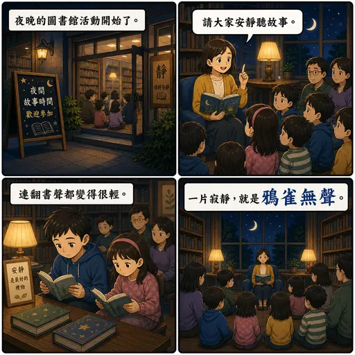 鴉雀無聲成語漫畫縮圖