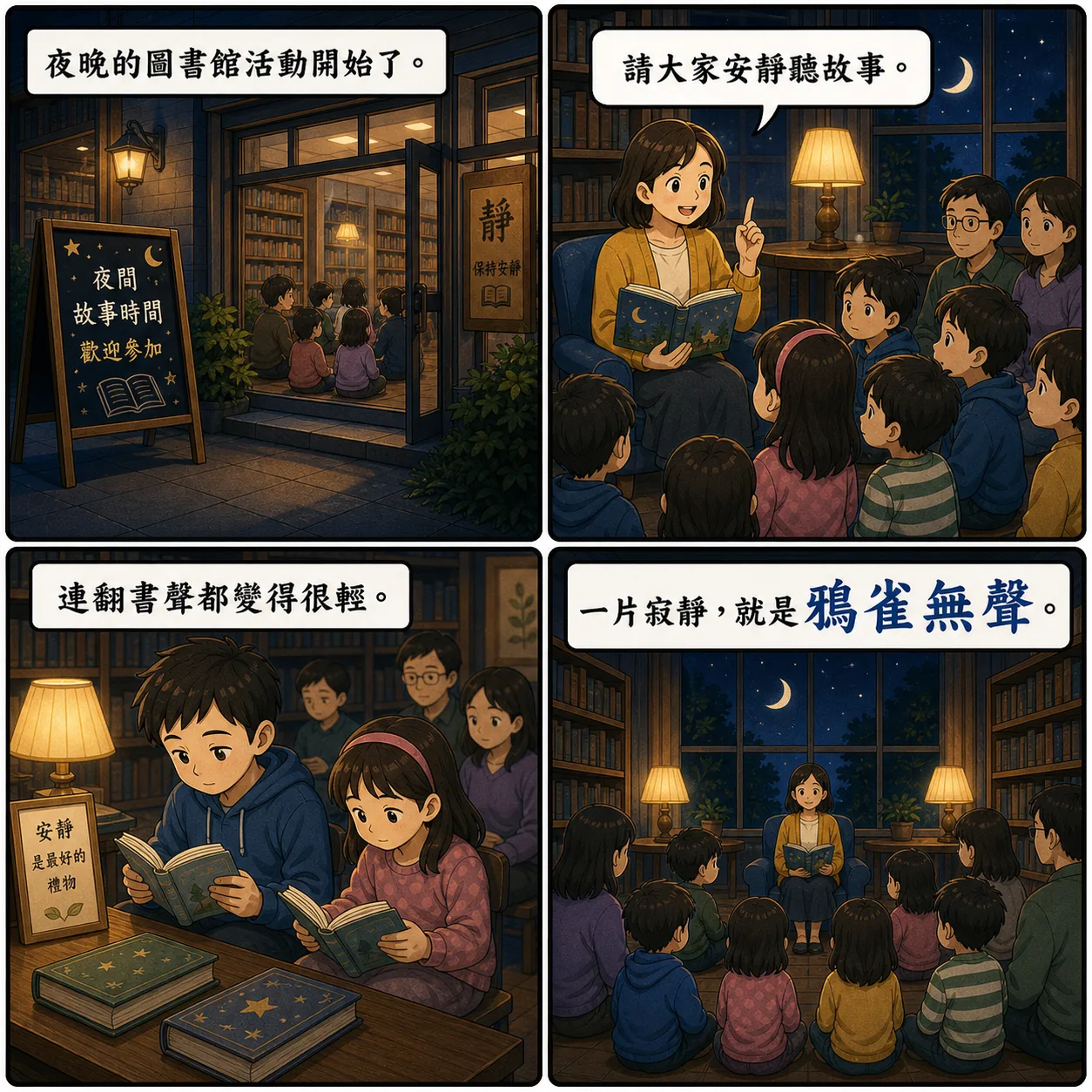 鴉雀無聲的 AI 生成成語漫畫