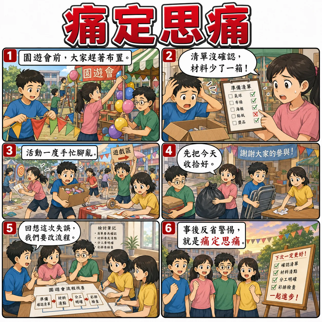 痛定思痛的 AI 生成成語漫畫