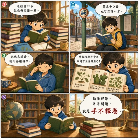 手不釋卷成語漫畫縮圖