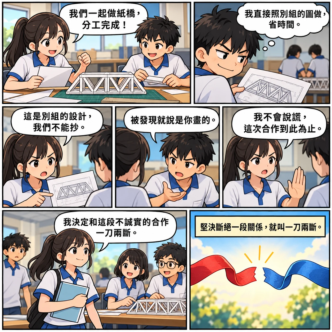 一刀兩斷的 AI 生成成語漫畫