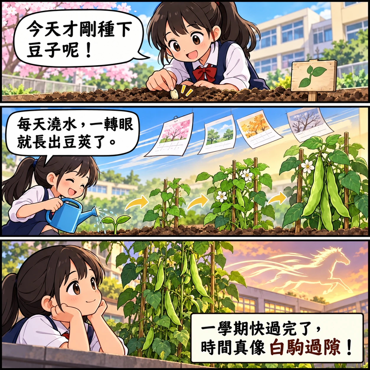 白駒過隙的 AI 生成成語漫畫