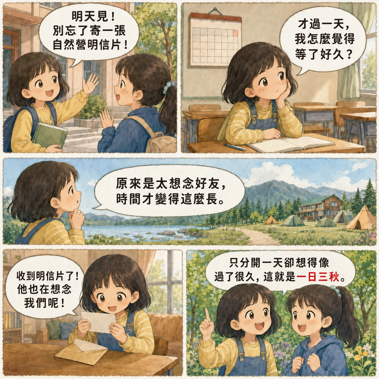 一日三秋的 AI 生成成語漫畫