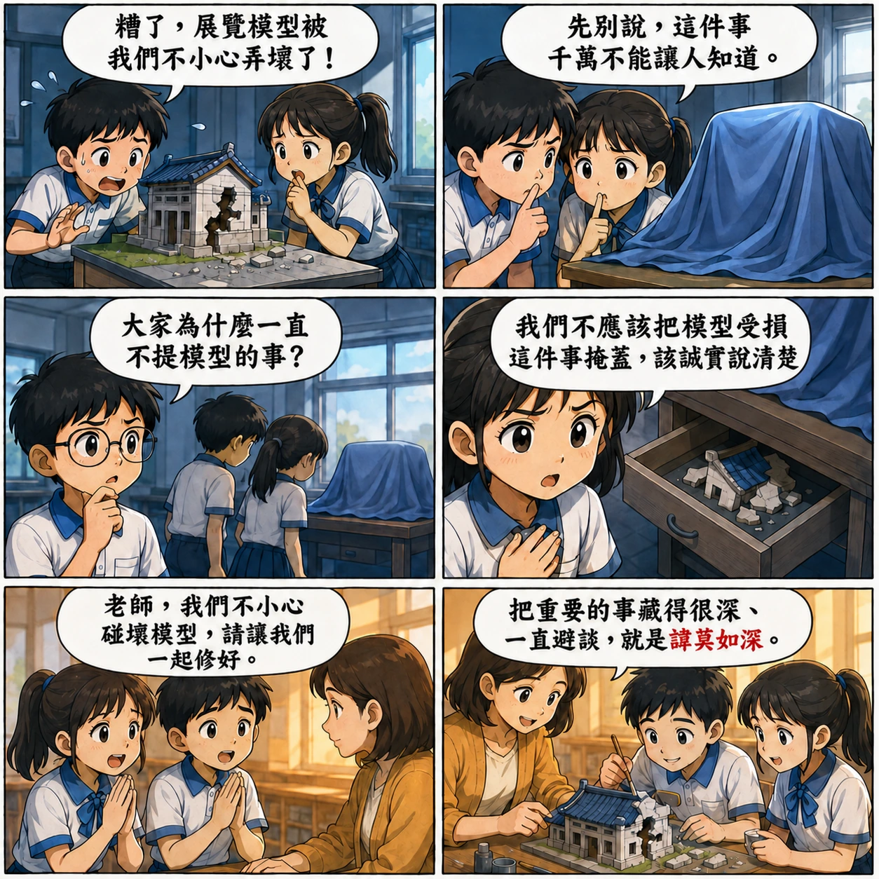 諱莫如深的 AI 生成成語漫畫