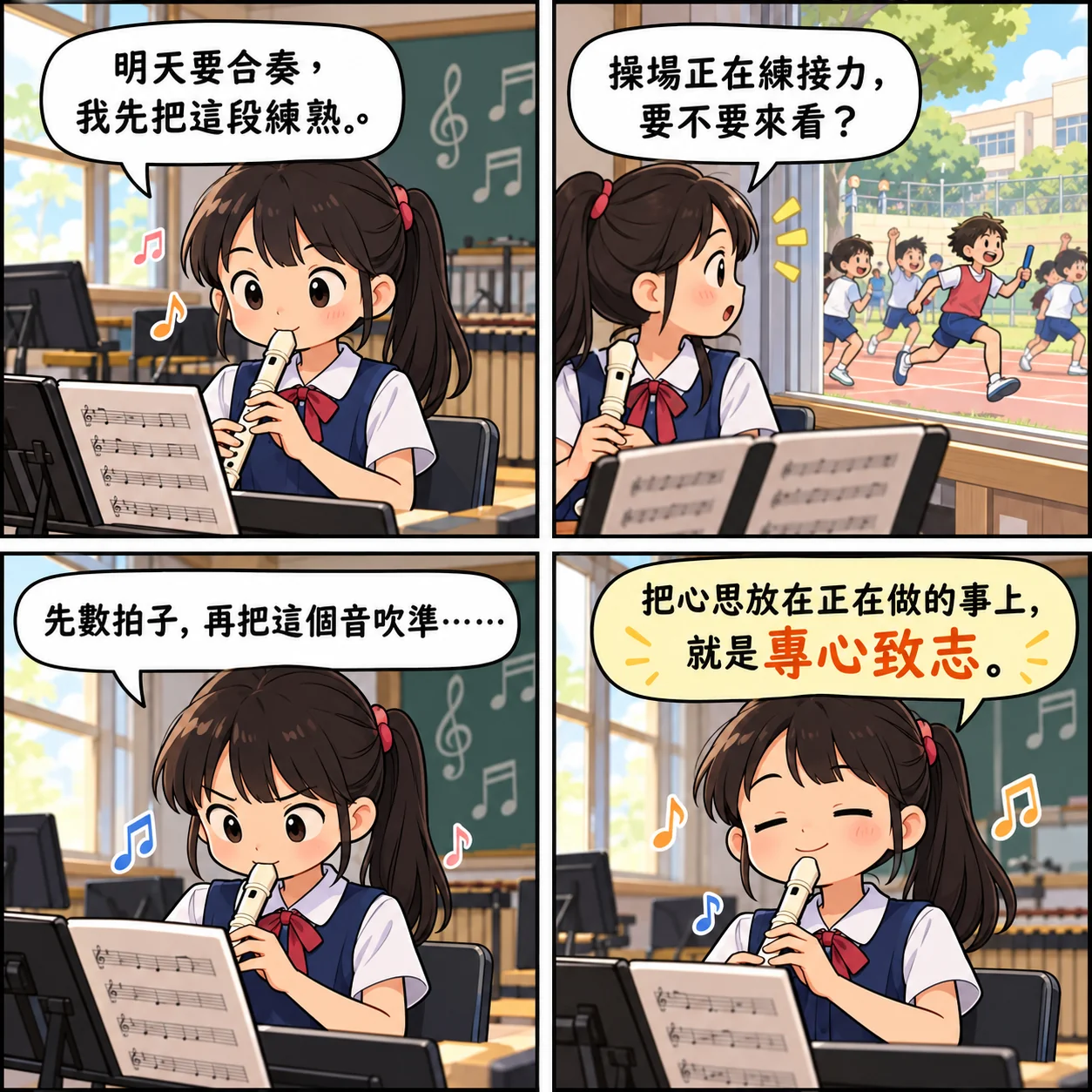 專心致志的 AI 生成成語漫畫