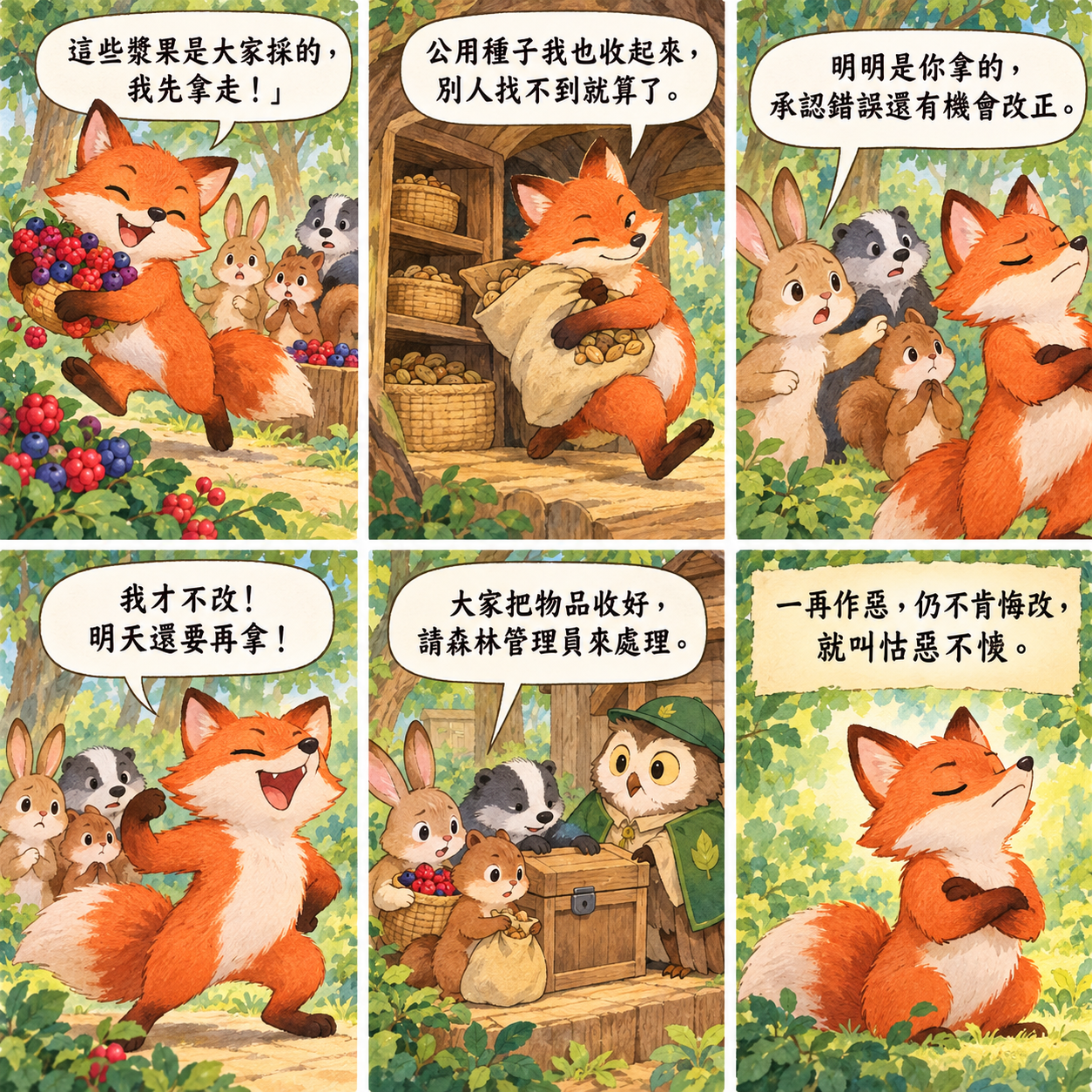 怙惡不悛的 AI 生成成語漫畫