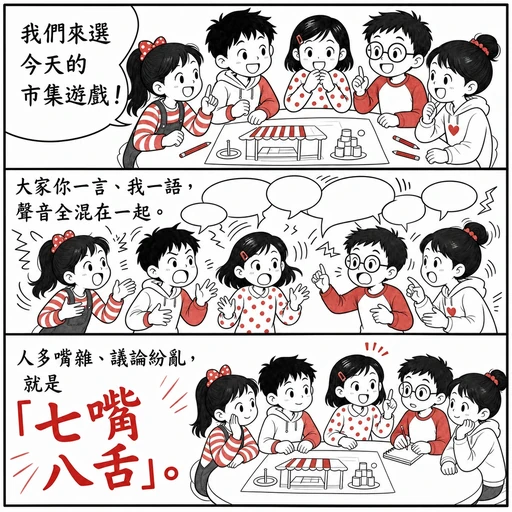 七嘴八舌成語漫畫縮圖