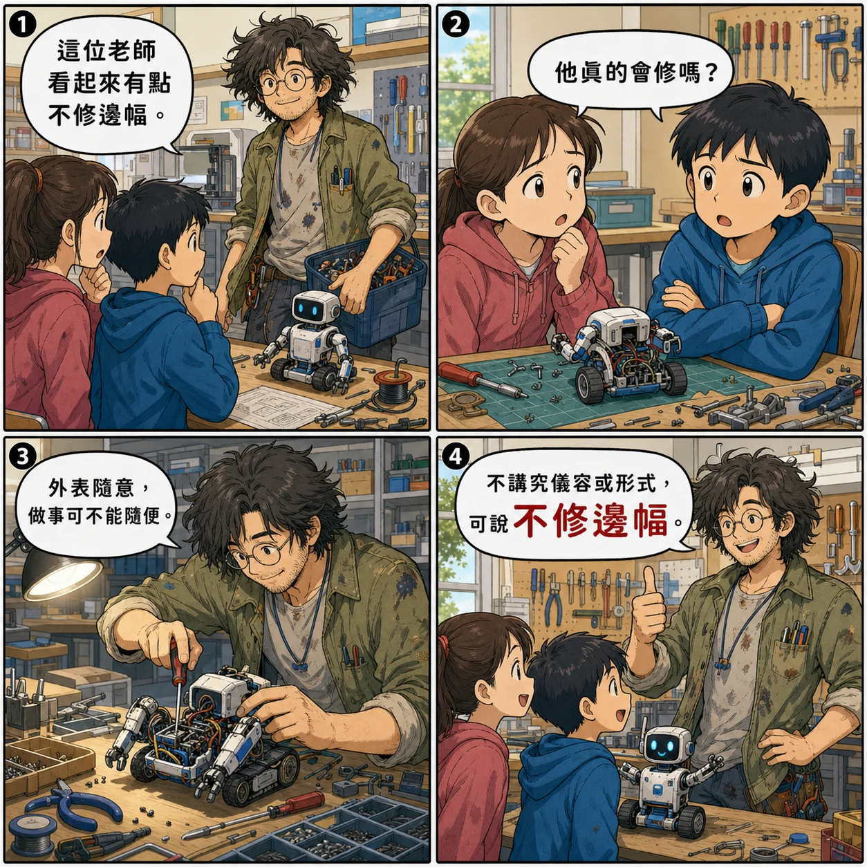 不修邊幅的 AI 生成成語漫畫