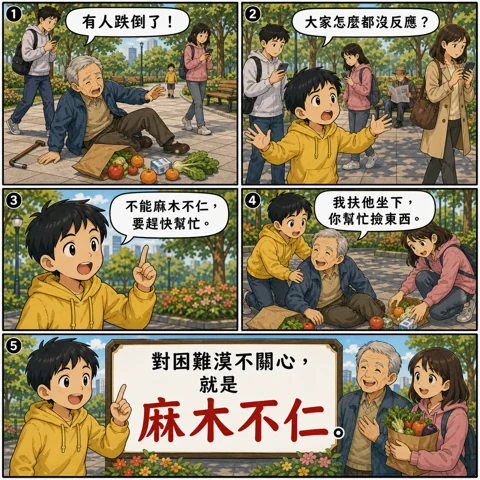 麻木不仁成語漫畫縮圖
