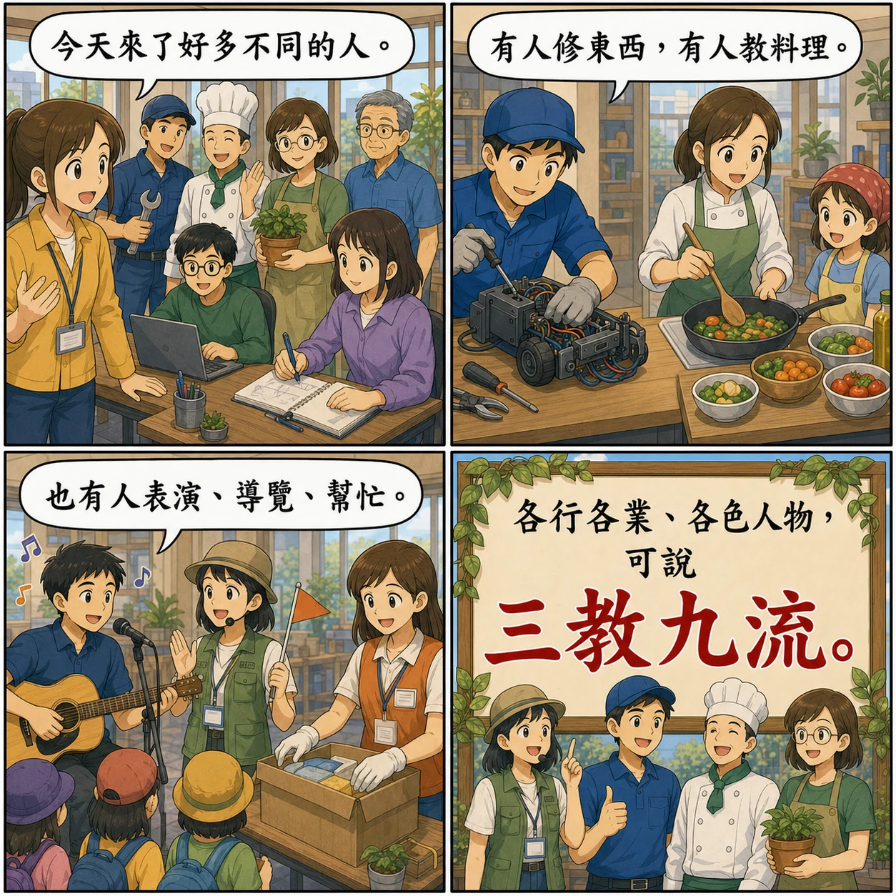 三教九流的 AI 生成成語漫畫