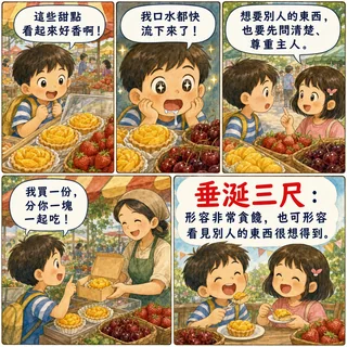 垂涎三尺成語漫畫縮圖