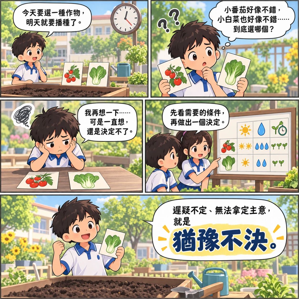 猶豫不決的 AI 生成成語漫畫