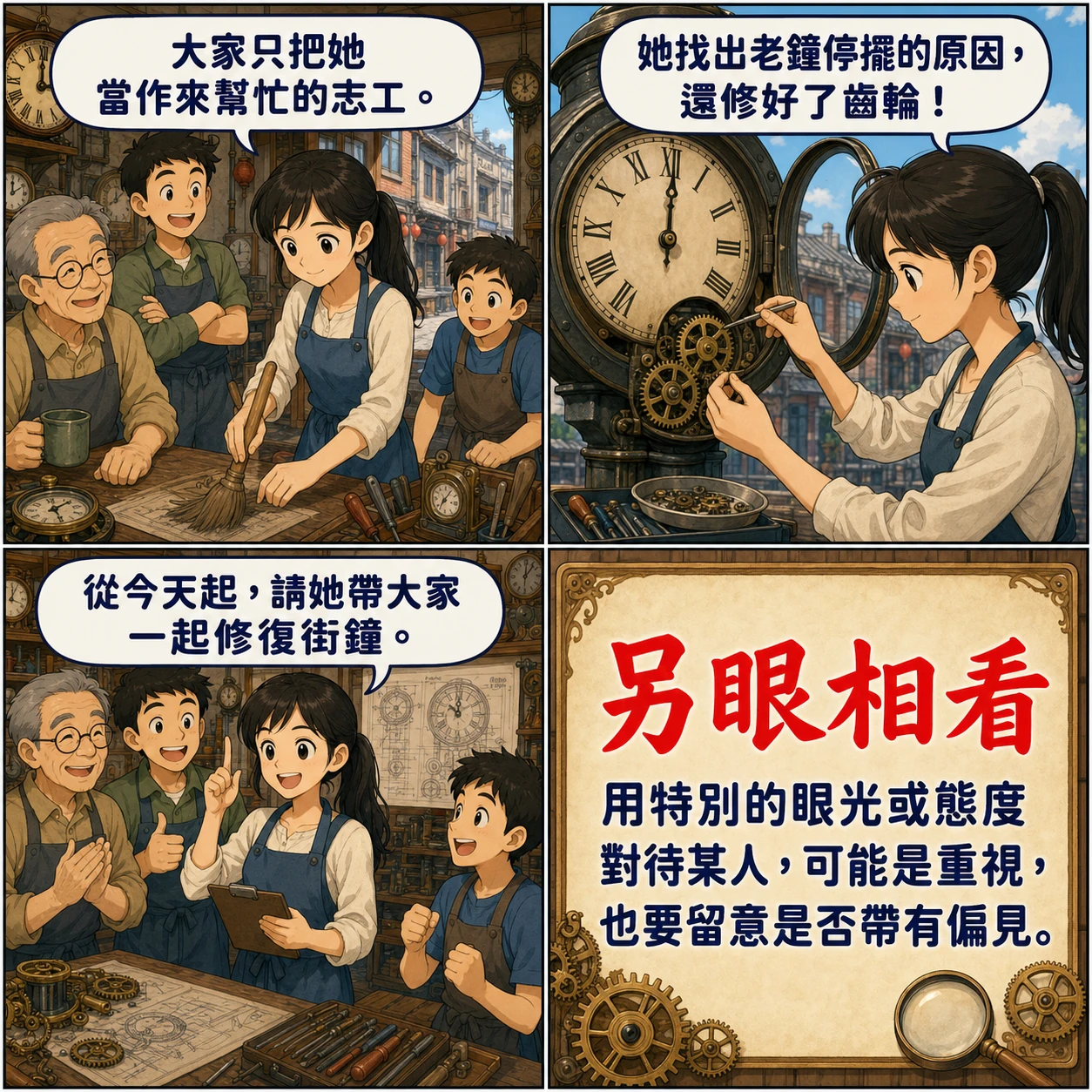 另眼相看的 AI 生成成語漫畫