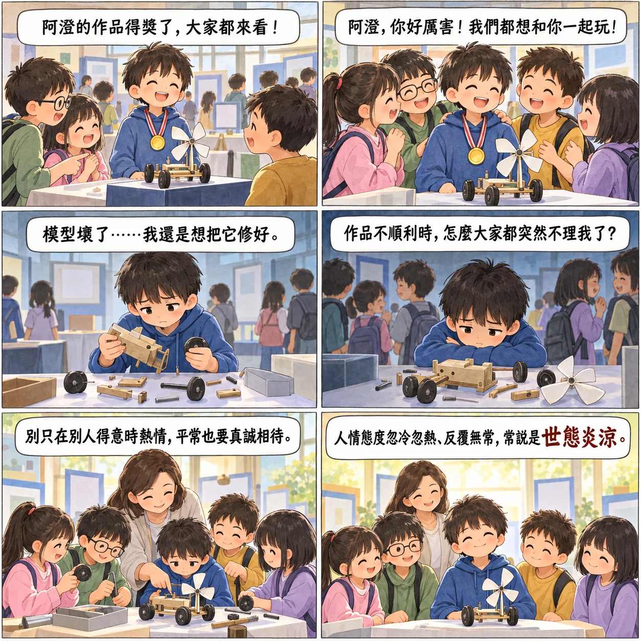 世態炎涼的 AI 生成成語漫畫