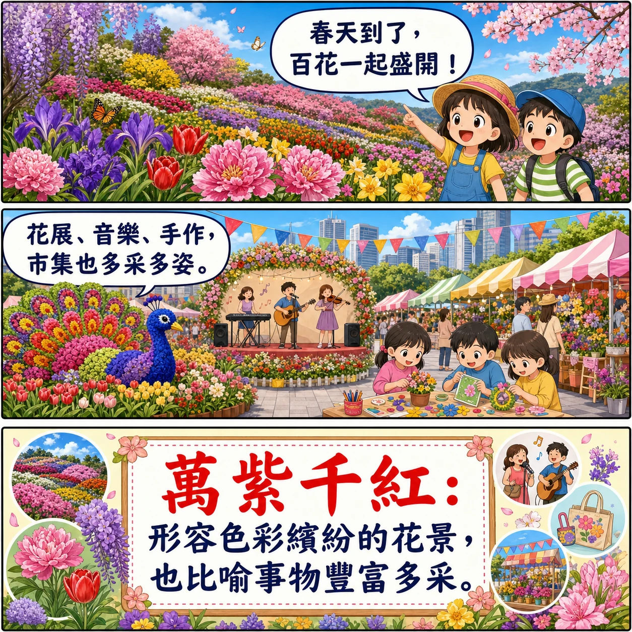 萬紫千紅的 AI 生成成語漫畫