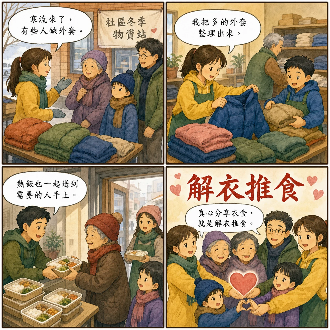 解衣推食的 AI 生成成語漫畫