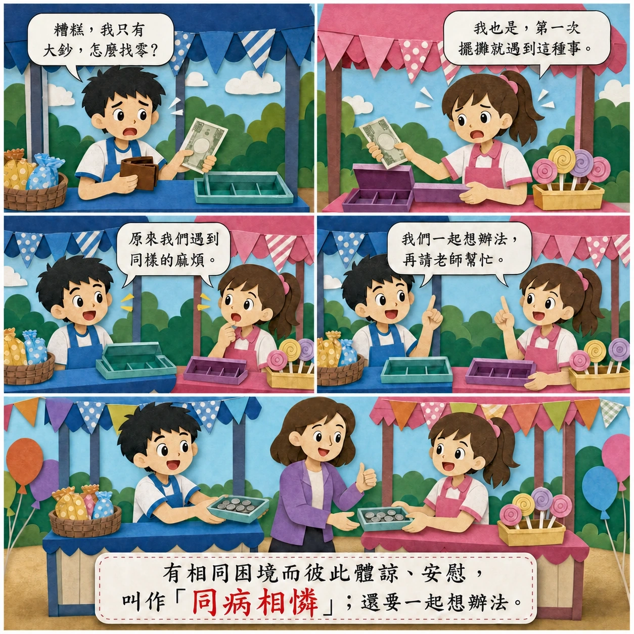 同病相憐的 AI 生成成語漫畫