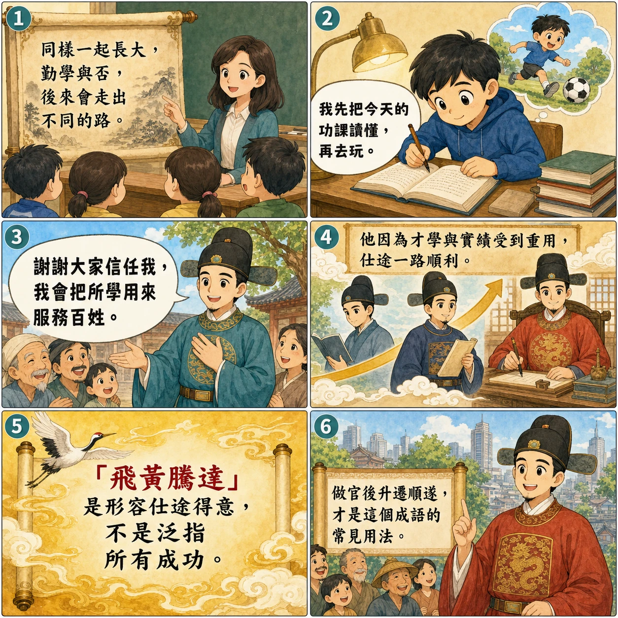 飛黃騰達的 AI 生成成語漫畫