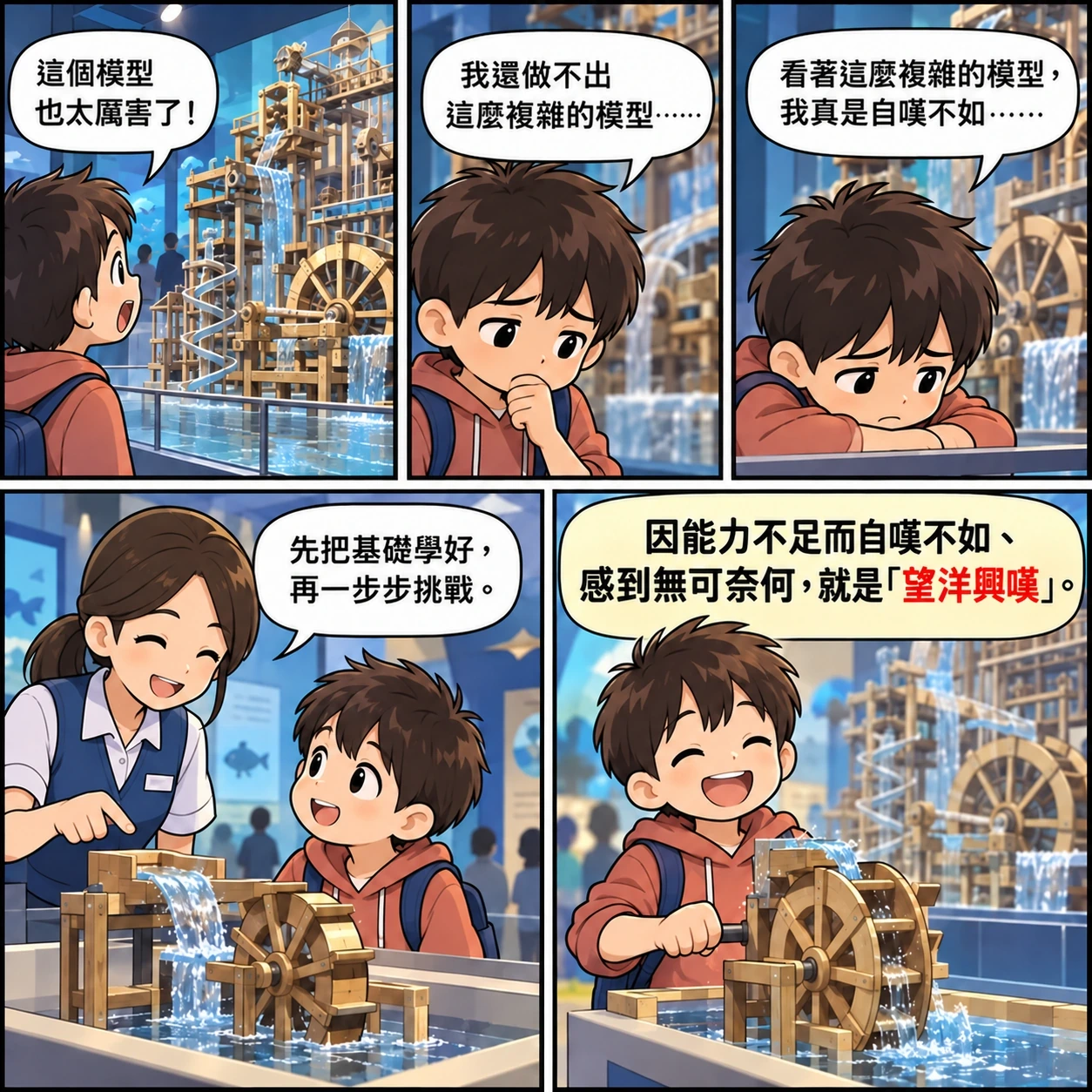 望洋興嘆的 AI 生成成語漫畫