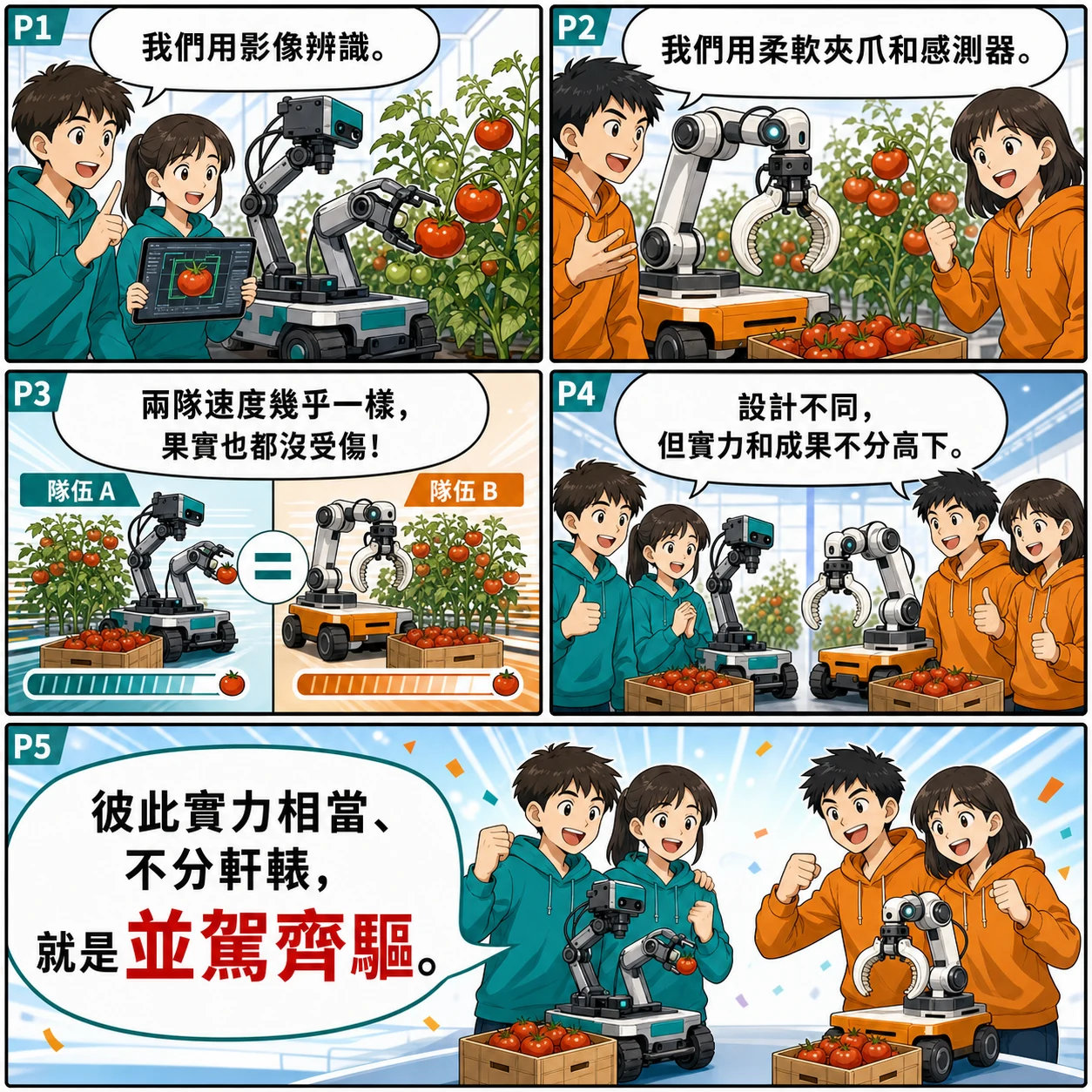 並駕齊驅的 AI 生成成語漫畫