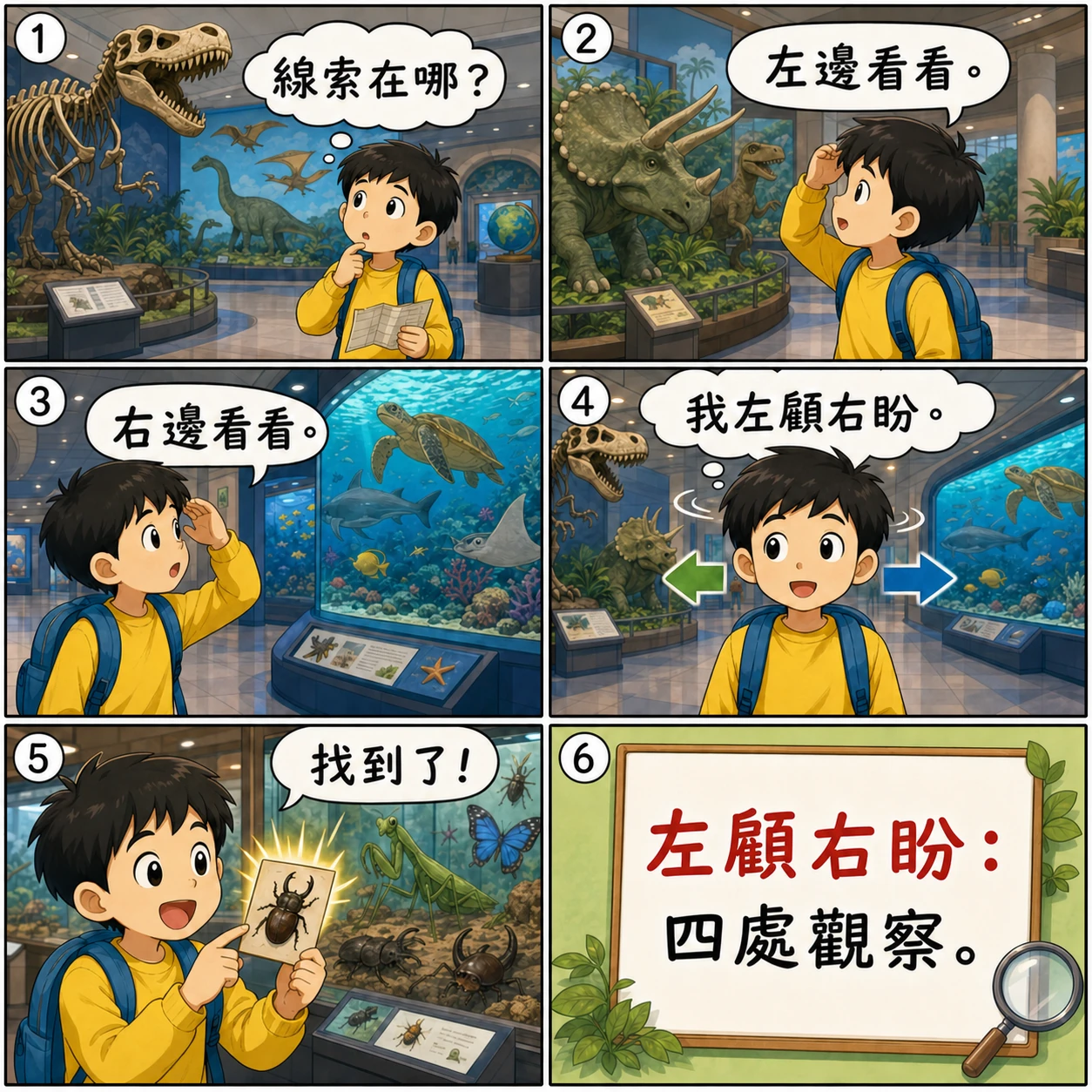 左顧右盼的 AI 生成成語漫畫