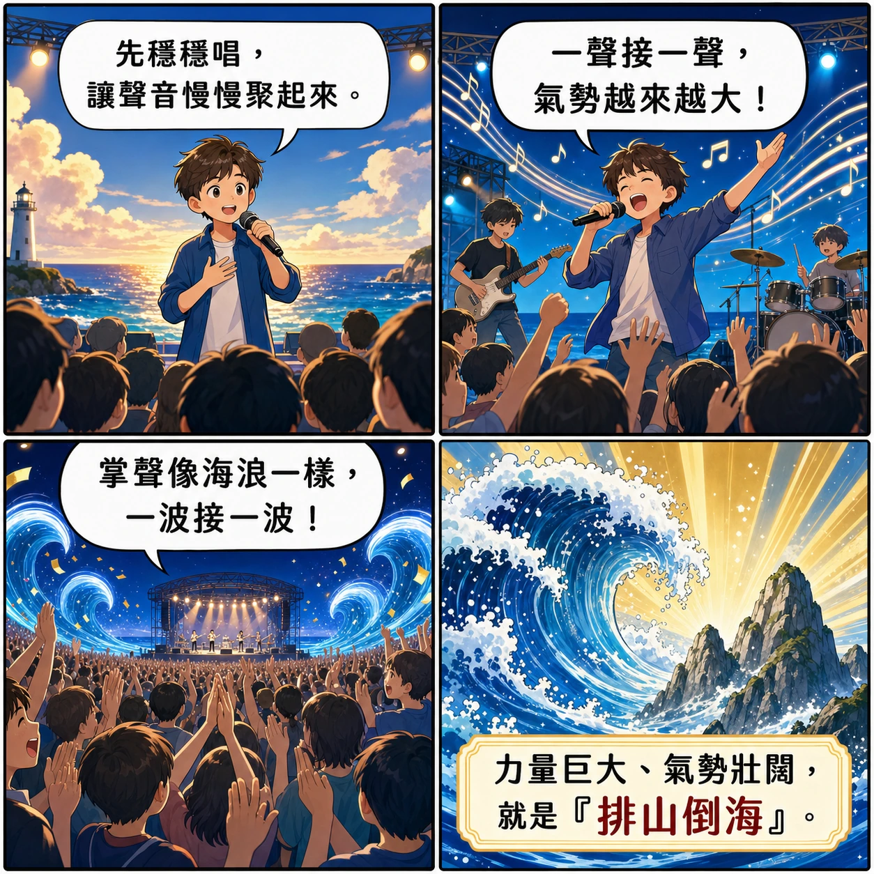 排山倒海的 AI 生成成語漫畫