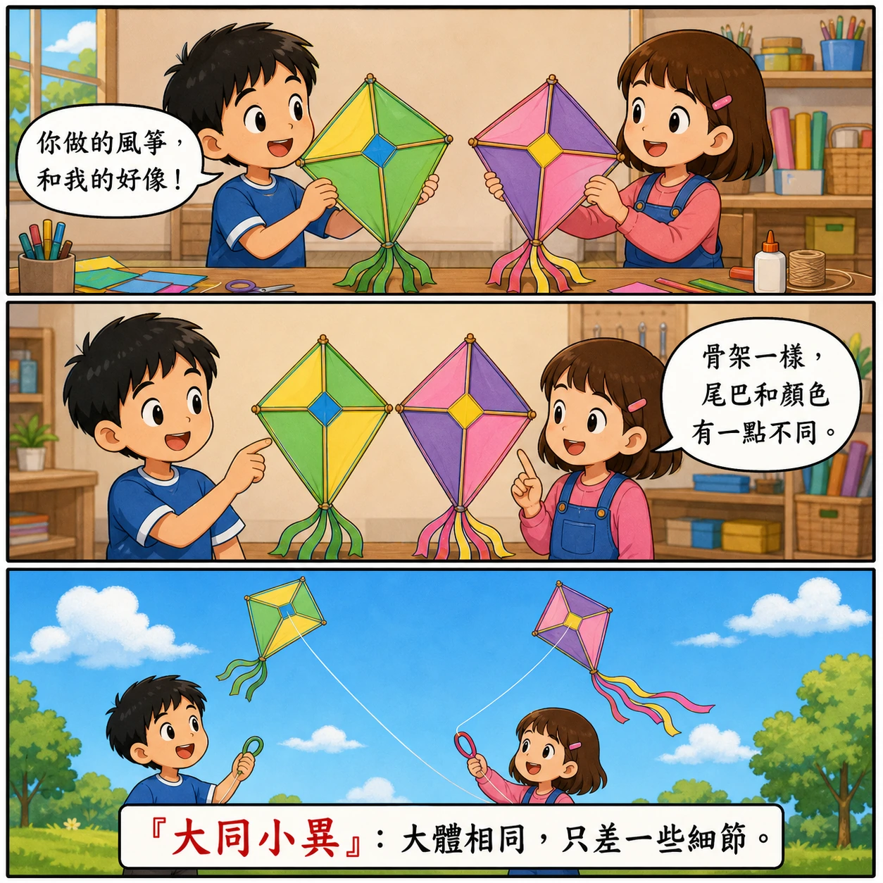 大同小異的 AI 生成成語漫畫