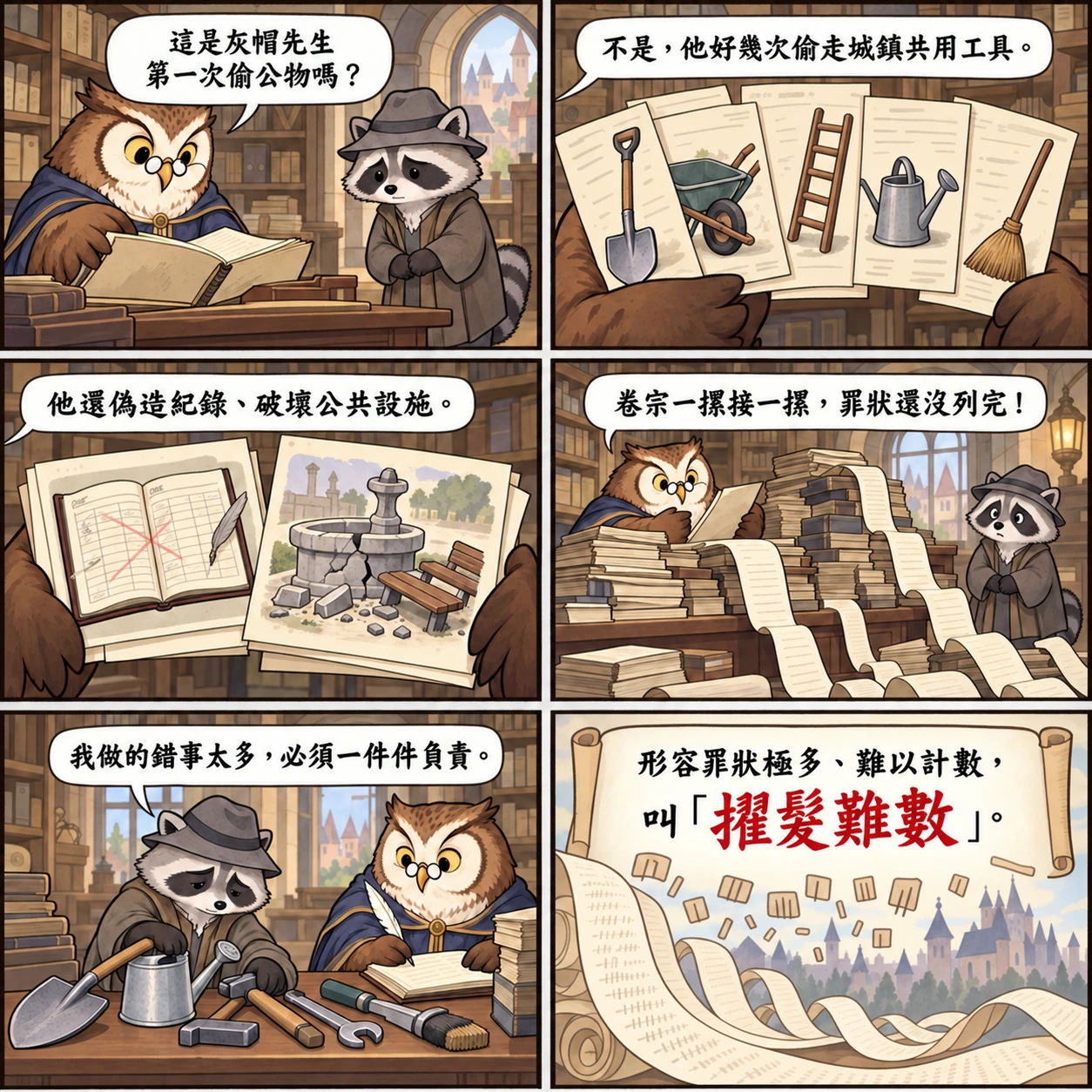 擢髮難數的 AI 生成成語漫畫
